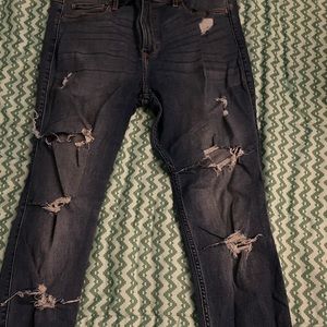 Medium-dark wash ripped jeans